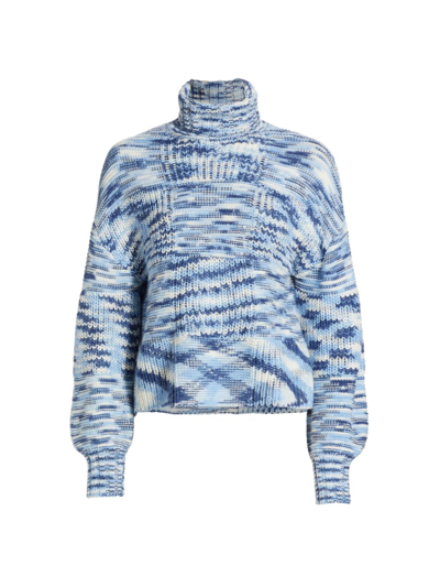 Staud Benny Intarsia-knit Turtleneck Sweater In Blue