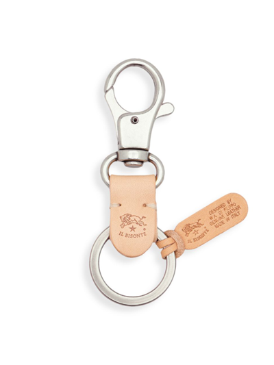 Il Bisonte Leather Trim Double Keyring In Natural
