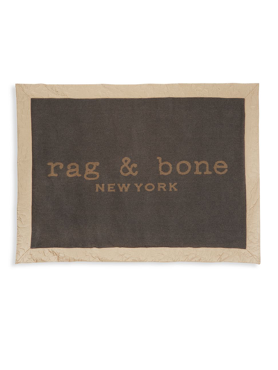 Rag & Bone Logo Wool Puffer Blanket In Charcoal