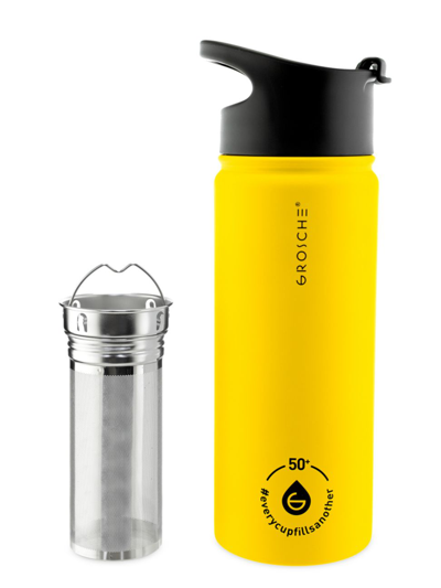 Grosche Chicago Stainless Steel Insulated Infusion Bottle In Honey Yellow