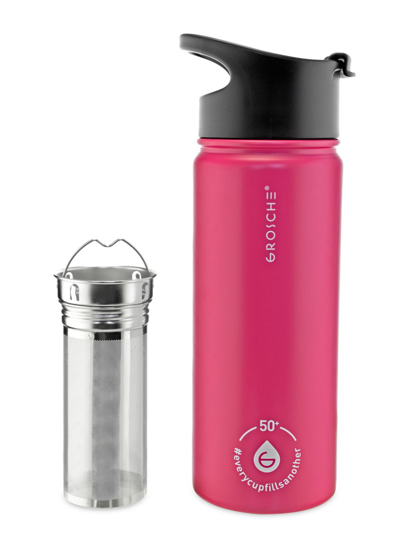 Grosche Chicago Stainless Steel Insulated Infusion Bottle In Fuchsia Pink