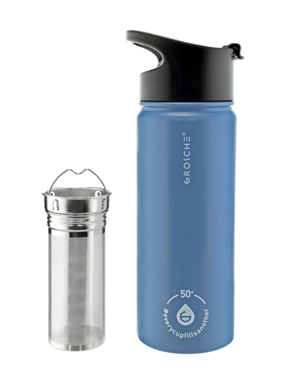 Grosche Chicago Stainless Steel Insulated Infusion Bottle In Slate Blue