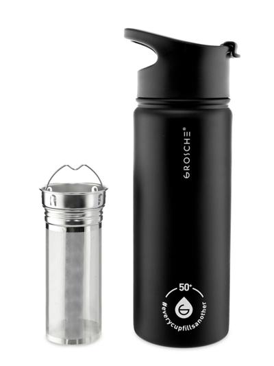Grosche Chicago Stainless Steel Insulated Infusion Bottle In Charcoal Black