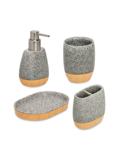 Honey-can-do 4-piece Speckled Bath Accessory Set In Grey