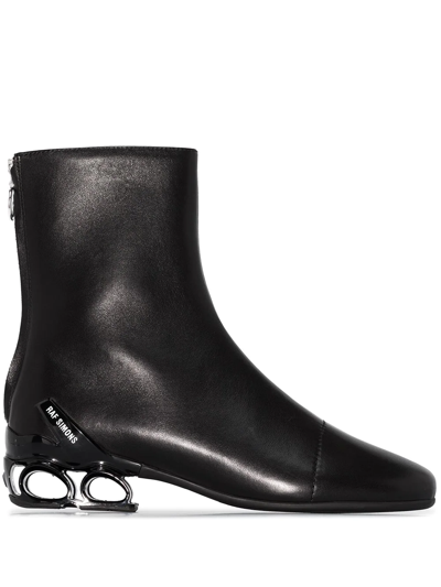 Raf Simons Cycloid-4-2001 Leather Ankle Boots In Black