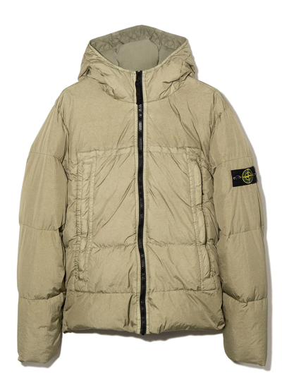 Stone Island Junior Kids' Compass-logo Zip-up Puffer Jacket In Green