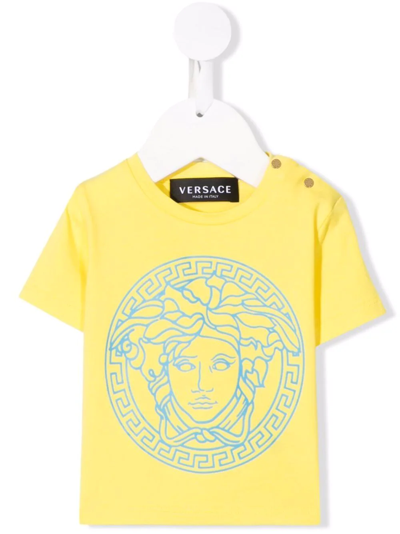 Versace Babies' Medusa Head-motif Cotton T-shirt In Yellow