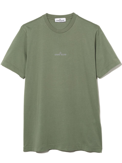 Stone Island Junior Teen Compass Print T-shirt In Green