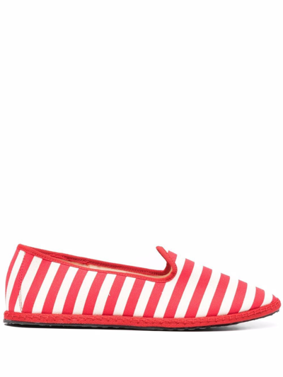 Vibi Venezia Gondola Striped Loafers In Red