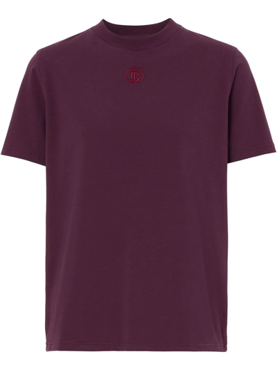 Burberry Tb Embroidered T-shirt In Purple