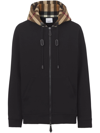 Burberry Samuel Sweatshirt With Check Hood In Black