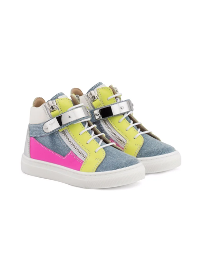 Giuseppe Junior Kids' Juls Jr Colour-panel Sneakers In Blue