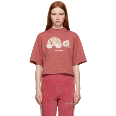 Palm Angels Palm  Bear Cropped Tee Crwnk In Pink