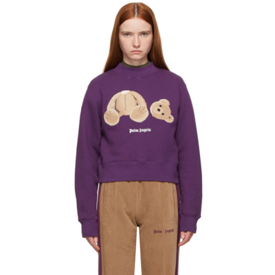 Palm Angels Purple Fitted Teddy Bear Sweatshirt