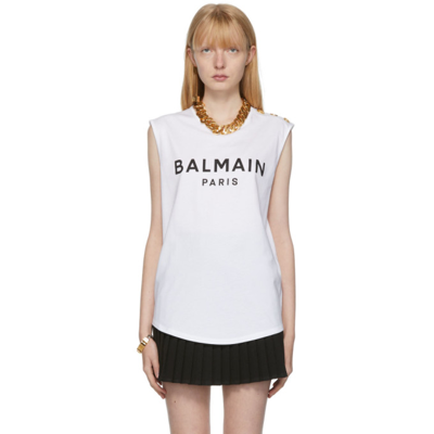 Balmain 3 Button Flocked Tank Top In Multicolor