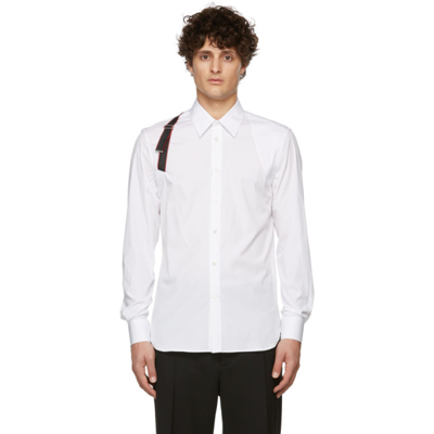 Alexander Mcqueen Harness Cotton Long-sleeve Classic Shirt In White