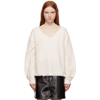 Helmut Lang Off-white Brushed Double V-neck Sweater In Winter Wht