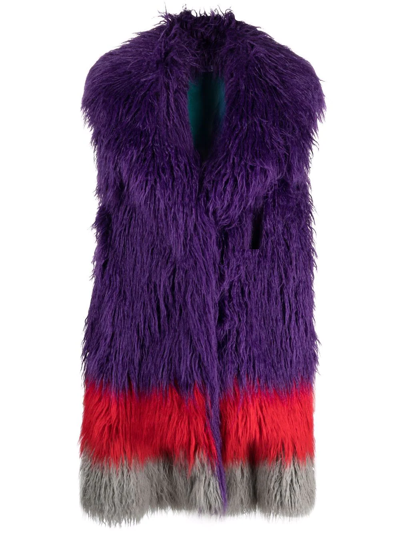 Alabama Muse Joplin Faux-fur Sleeveless Coat In Purple
