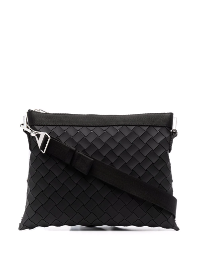 Bottega Veneta Interwoven Faux-leather Shoulder Bag In Black
