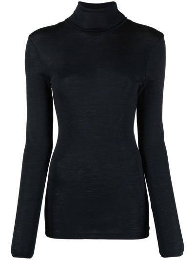 Hanro Fine-knit Polo-neck Jumper In Black