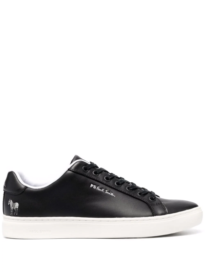 Ps By Paul Smith Lowe Leather Sneakers With Suede Side Panel In Black In Blacks
