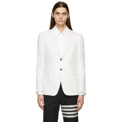 Thom Browne White 4-bar Engineered Blazer In 100 White