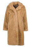 Noize Faux Fur Longline Coat In Caramel