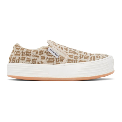 Palm Angels Snow Logo-jacquard Canvas Slip-on Trainers In Neutrals