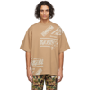 Palm Angels Beige Bandana Print T-shirt In Light Grey