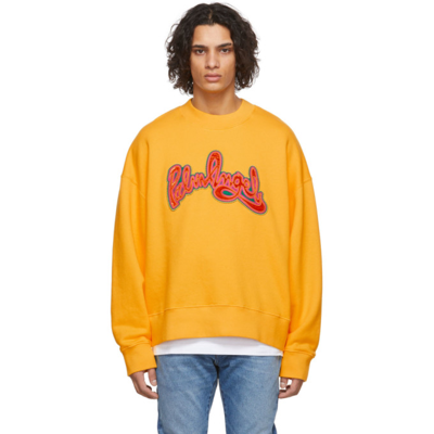 Palm Angels Seasonal Logo Crew-neck Sweatshirt In Yellow