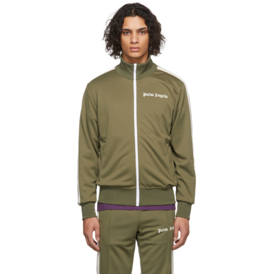 Palm Angels Contrasting Stripes Full-zip Jacket In Green