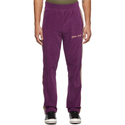Palm Angels Side-stripe Logo-print Track Pants In Purple