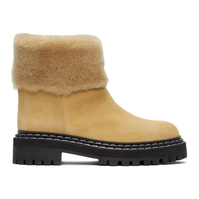Proenza Schouler Shearling-trimmed Suede Ankle Boots In Cream