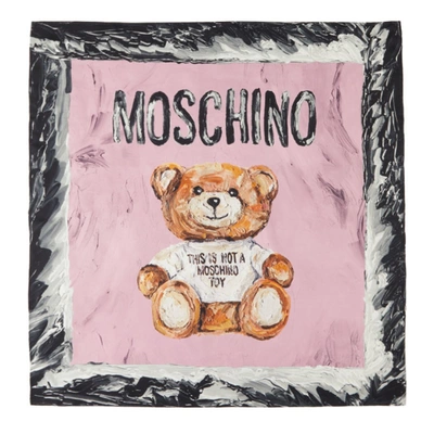 Moschino Multicolor Painted Bear Scarf In Rosa