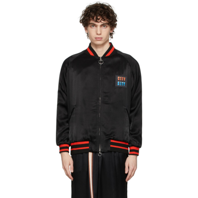 Rabanne Black Satin City Bomber Jacket