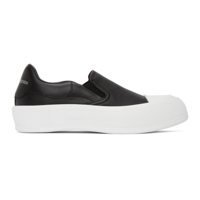 Alexander Mcqueen Black & White Deck Skate Plimsoll Sneakers