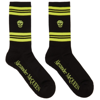 Alexander Mcqueen Black & Green Stripe Skull Socks In Black