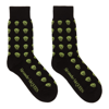 Alexander Mcqueen Black & Green Skull Socks In Black