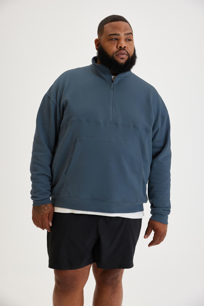 Girlfriend Collective Graphite 50/50 Relaxed Fit Half-zip Sweatshirt In Gray