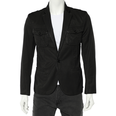 Pre-owned Just Cavalli Black Cotton Trim Detail Blazer L