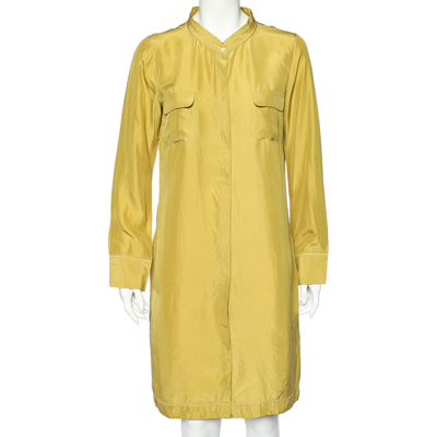 Pre-owned S'max Mara Yellow Silk Button Down Midi Dress M
