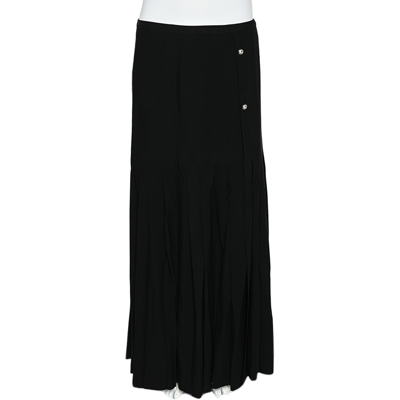 Pre-owned Versus Black Crepe Pleated Maxi Skirt M