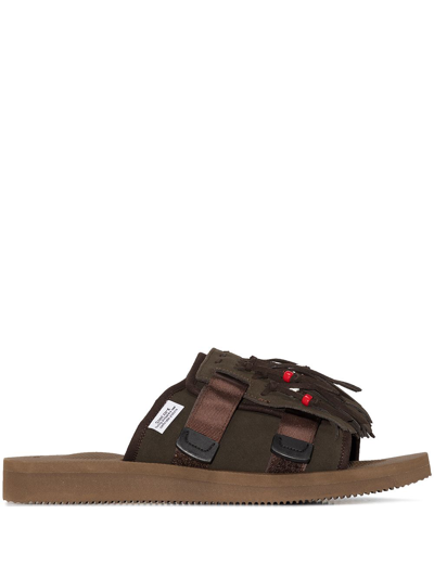 Suicoke Brown Hot Tasselled Suede Sandals