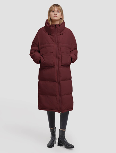 Lattelier Patched Pocket Long Puffer Jacket Dark Red S