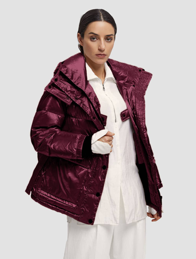 Lattelier Belted Shiny Puffer Jacket Dark Red S