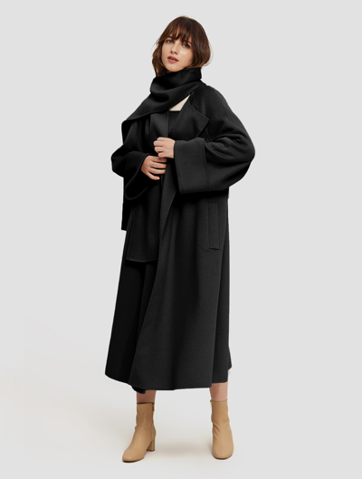 Lattelier Long Straight Cut Cashmere Coat Black S