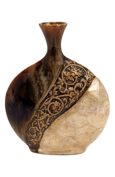 Uma Contemporary Style Large Geometric Ceramic Vase In Brown