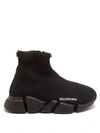 Balenciaga Speed 2.0 Lt Faux Fur And Recycled Knit Sneakers In Black