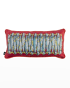 FORNASETTI OBLONG SILK/COTTON PILLOW - SARDINE RED,PROD248170145