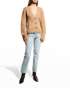 Khaite Scarlet Cashmere Cropped Cardigan In Camel